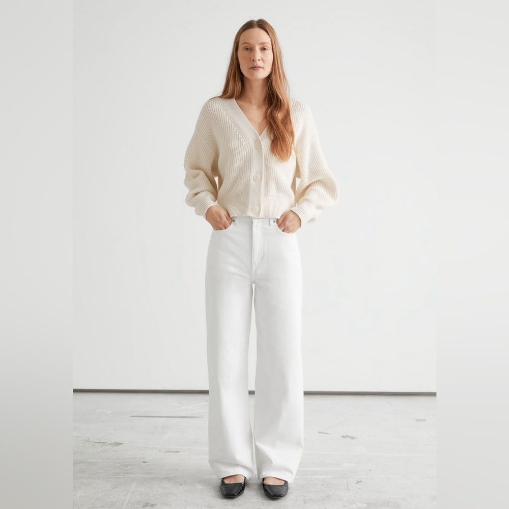 & Other Stories White Wide Leg Jeans US 26 High Rise